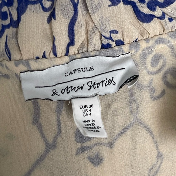 & Other Stories | Ruffle Collar Dress Cottagecore Floral Artsy Euro Summer - Picture 5 of 9